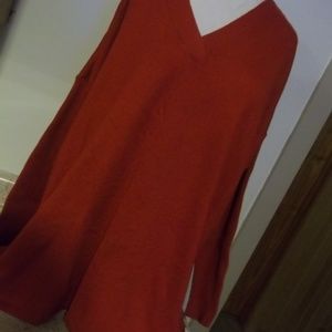 NWT STYLE & CO  CANYON RED V-NECK SWEATER SZ L